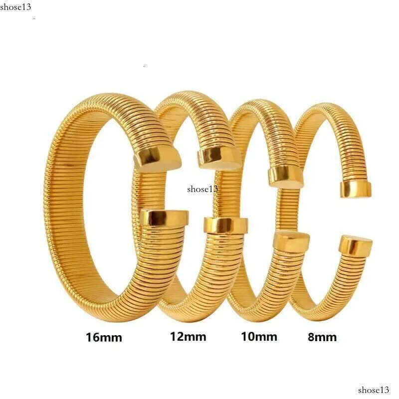 DHCollections Stainless Steel Cuff Bracelet Adjustable Gold Plated Wide Metal Bangle Waterproof Fashion Jewellery for Men and Women 1 Piece