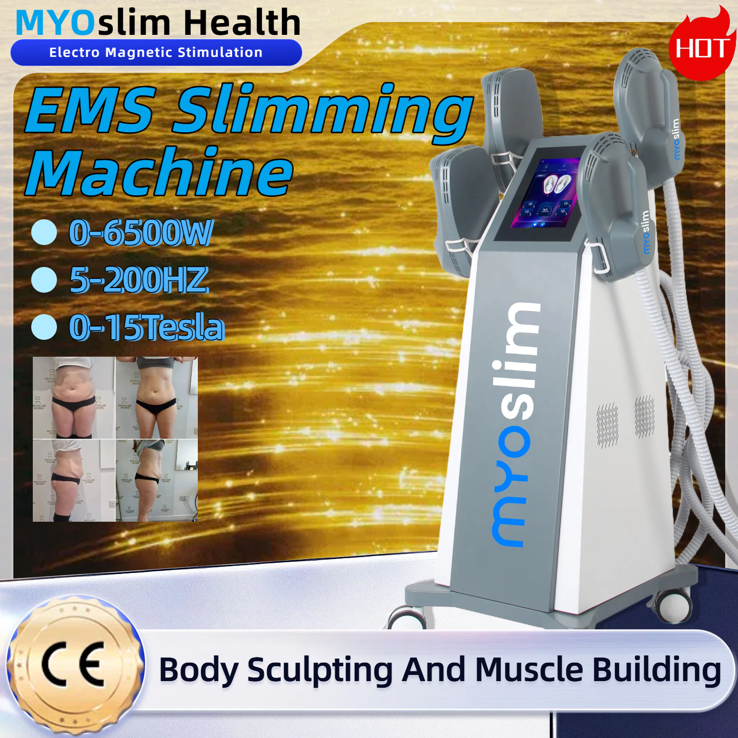 EMS MYOslim NEO RF HIEMT Weight Lose Electromagnetic Body Muscle Stimulate Fat Removal Slimming Body Shaping Machine 6500W 200HZ 15Tesla Machine