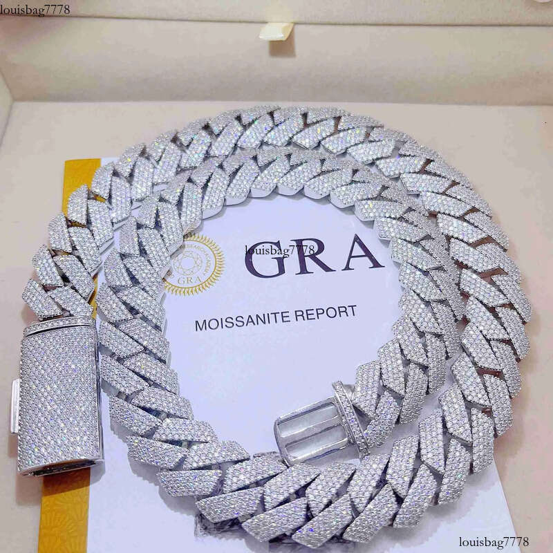 Iced Out Pass Dia Tester Sterling Sier Necklace Vvs Moissanite Cuban Link Chain