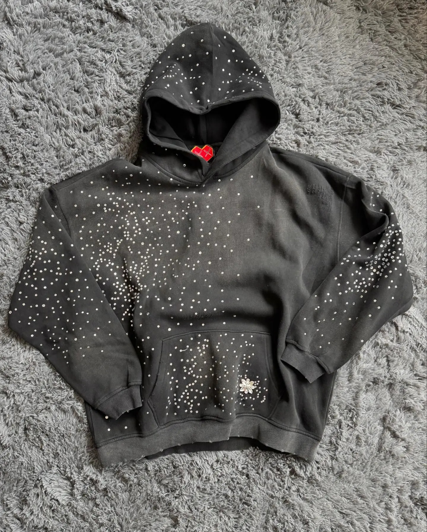 High Quality Distressed Hoodie and Sweatpants Two Piece Winter Gothic Rhinestone Decoration Tracksuit Sweatshirt Y2k Sets 250922