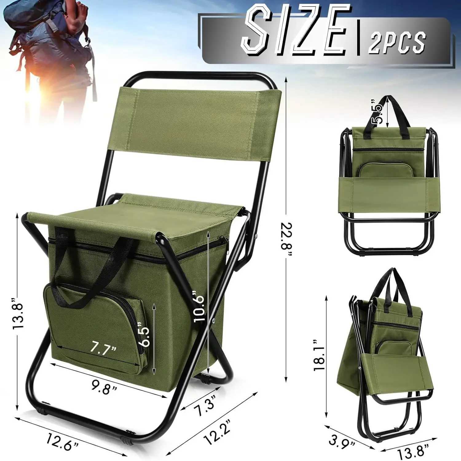 Fishing Stool Detachable Portable Folding Chair Beach Camping Chair with Cooler Bag Backrest Lightweight Outdoor Folding Chair J250930