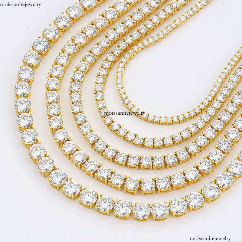 Pass Dia Tester VVS1 D Color With GRA Certificate Moissanite Chain For Women Solid Sier 4MM W Tennis Necklace Hip Hop Jewelry Woman Christmas Gift