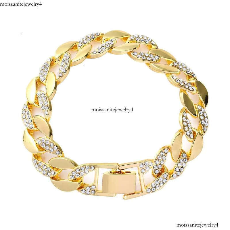 DHCollections Iced Out Cuban Link Bracelet for Men Women Sier Color 7-8 Inch Hip Hop Style Bling Chain Accessory 1 Piece