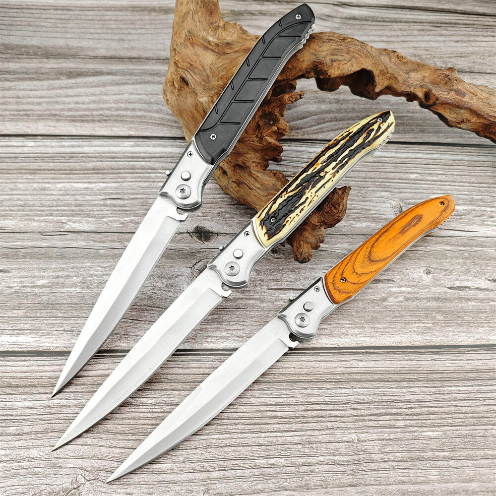 Portable Portable Pocket Folding Knife 420 Stainless Steel Blade Wood/Resin/Plastic handle Handle Sharp High Hardness Wilderness Survival Hunting Tactical knife