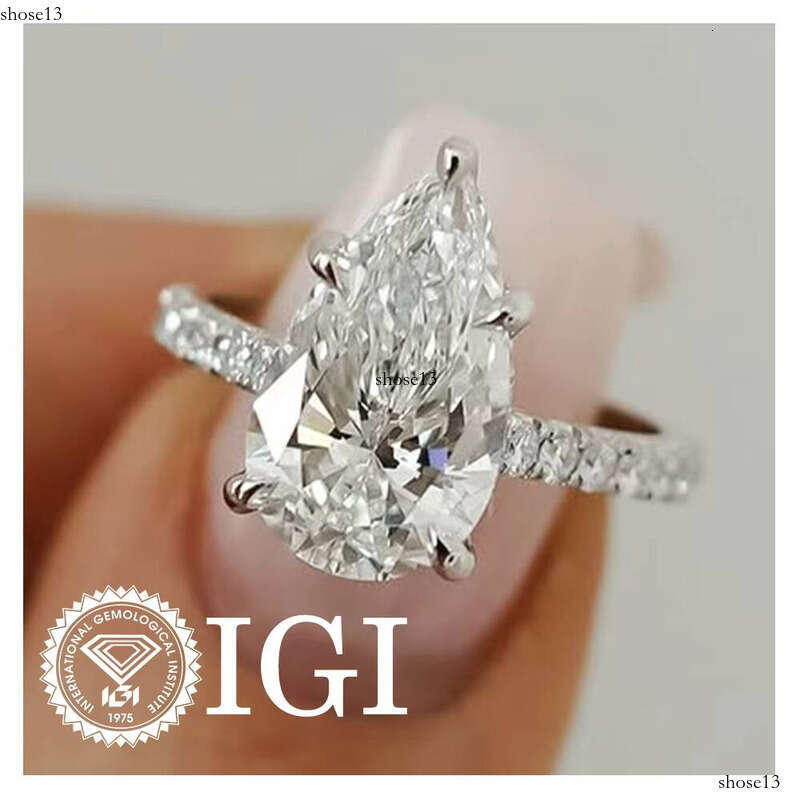 IGI Certified CVD Lab Grown 10k Pear Engagement Ring Jewelry for Women