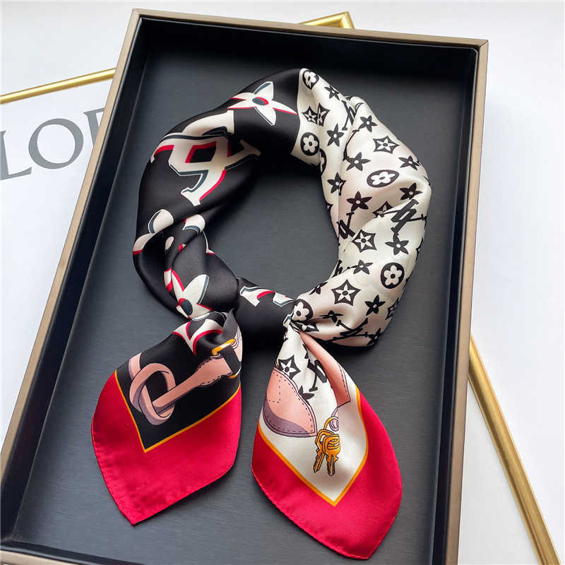 Online Live Broadcast with Goods Silk Scarves Womens New Versatile Decorative Scarf Simulation Silk Scarf Small Square 70cm Shawl Women H250930