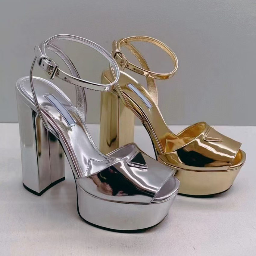Triangle Logo Chamois Suede platform High-heeled sandals Ankle Straap Chunky Heel Sandal Women Party Wedding velvet Crystal high Heeled Cover Heel designer shoe