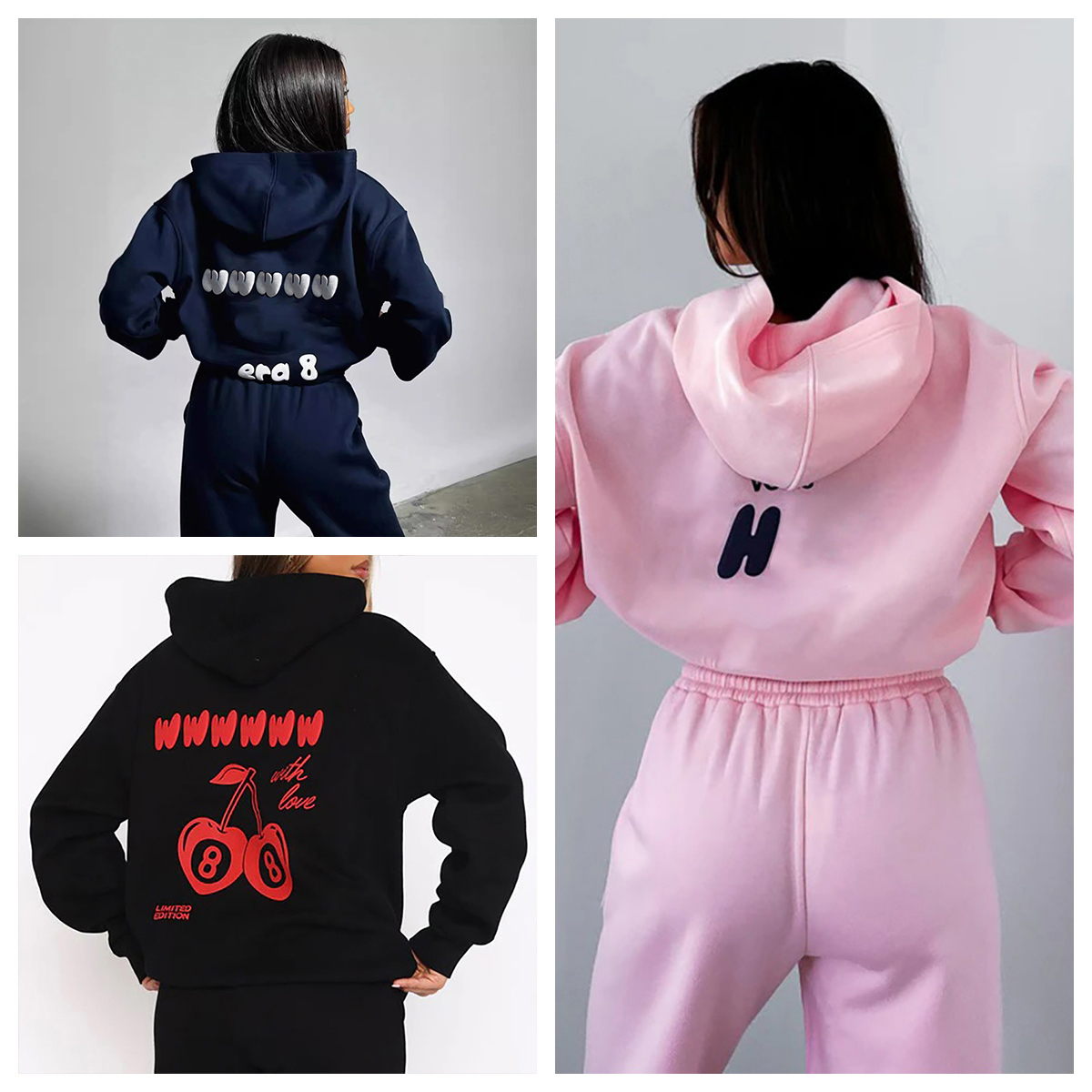 whiteefoxset Stylish Designer Tracksuit Women Hoodie Set 2 Piece Set for Spring Autumn Fashion Casual Sweatshirt Sweatpants Outdoor Sweatshirts Sizes S-3XL