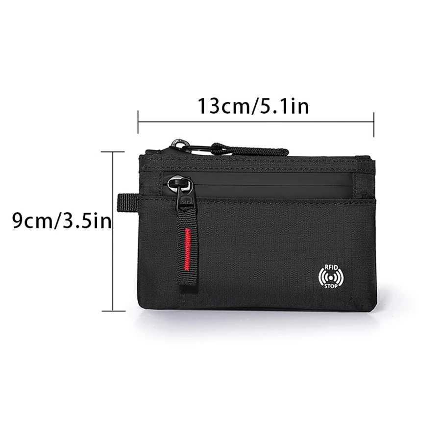 Card Holder Men Wallets Nylon Slim Wallet Zipper Key Card Case Male Tactical Purse Coin Purse With Carabiner H250929