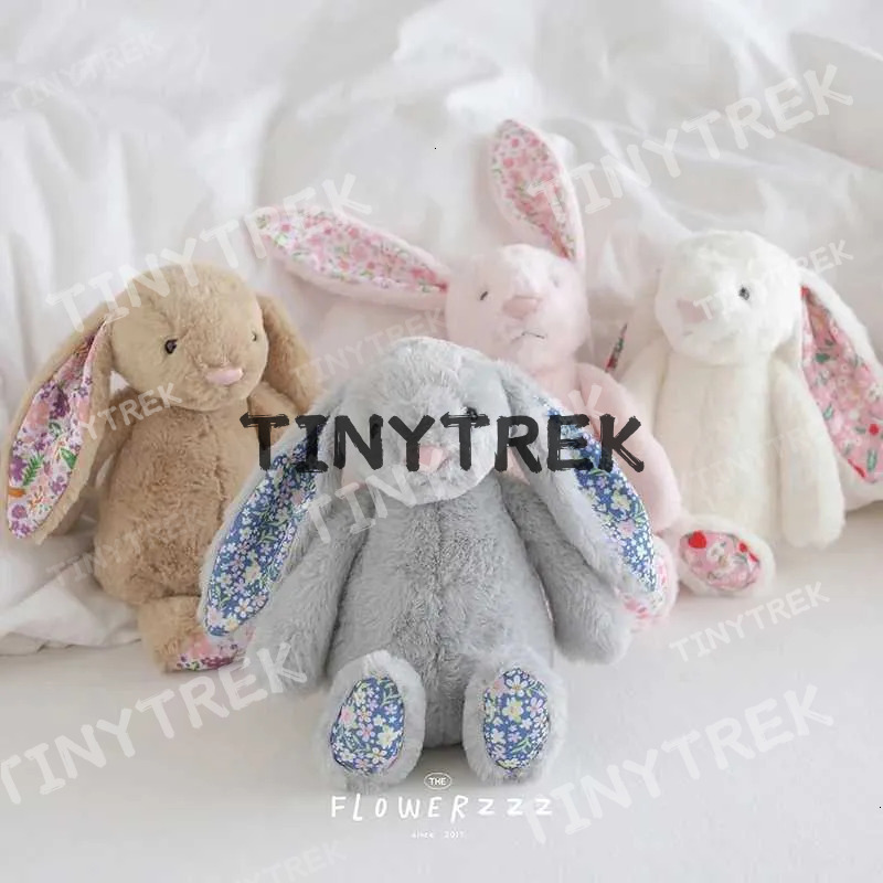 Bonnie Floral Ears Plush Toys Rabbit Stuffed Dolls Kaii Ro Decor Toy Soft Sofa Cushion Kids Birthday Gifts Y250508