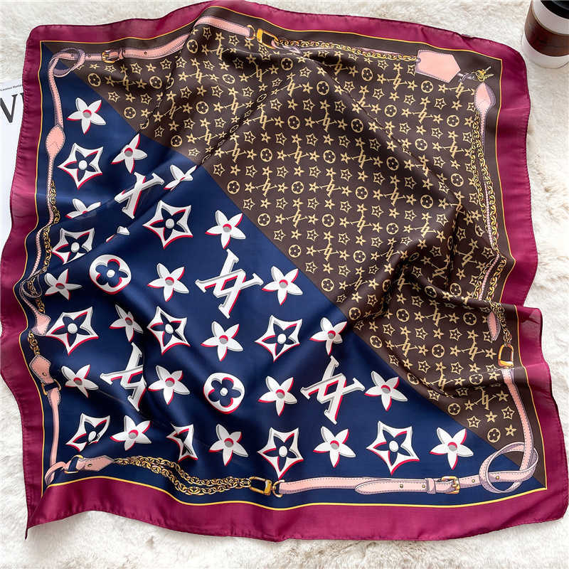 Online Live Broadcast with Goods Silk Scarves Womens New Versatile Decorative Scarf Simulation Silk Scarf Small Square 70cm Shawl Women H250930