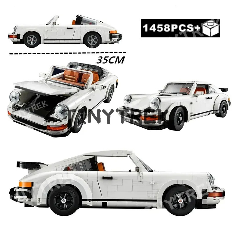 1458PCS Technical White Porsche 911 Convertible MOC Building Block 10295 23005 Model Racing Vehicle Bricks Toys for Kids Gift