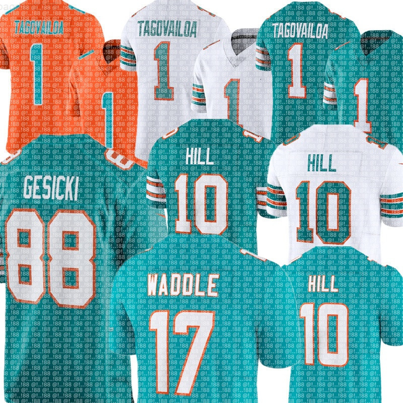 Tua Tagovailoa Tyreek Hill De'Von Achane Jaylen Waddle Dan Marino Bradley Chubb Zach Thomas Kion Smith Austin Jackson Tyrel Dodson NFL Dolphins Football Jersey