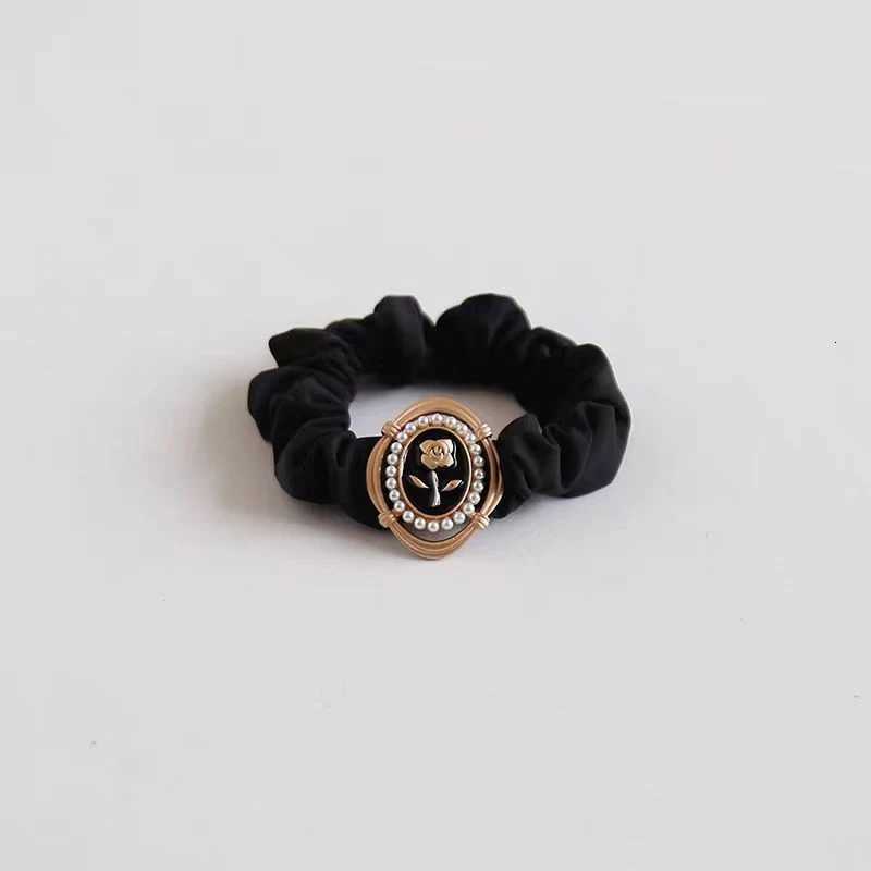 Fashion French ins simple satin bow hair ring rose hairband temperament versatile bun head accessory Lounge decoration