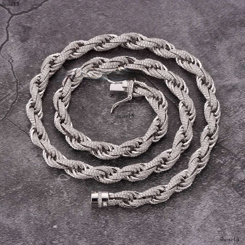 Customized Bulk Size 6mm 8mm 10mm Iced Out Cz Rope Chain Sterling Sier HipHop Jewelry Moissanite Cuban Necklace