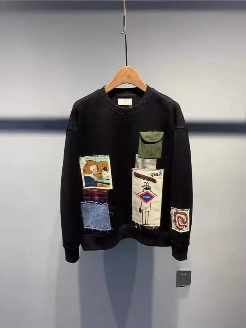 European and American fashion personality splicing jumper Y2K goth Harajuku trend men clothing casual punk loose sweatshirt 250929