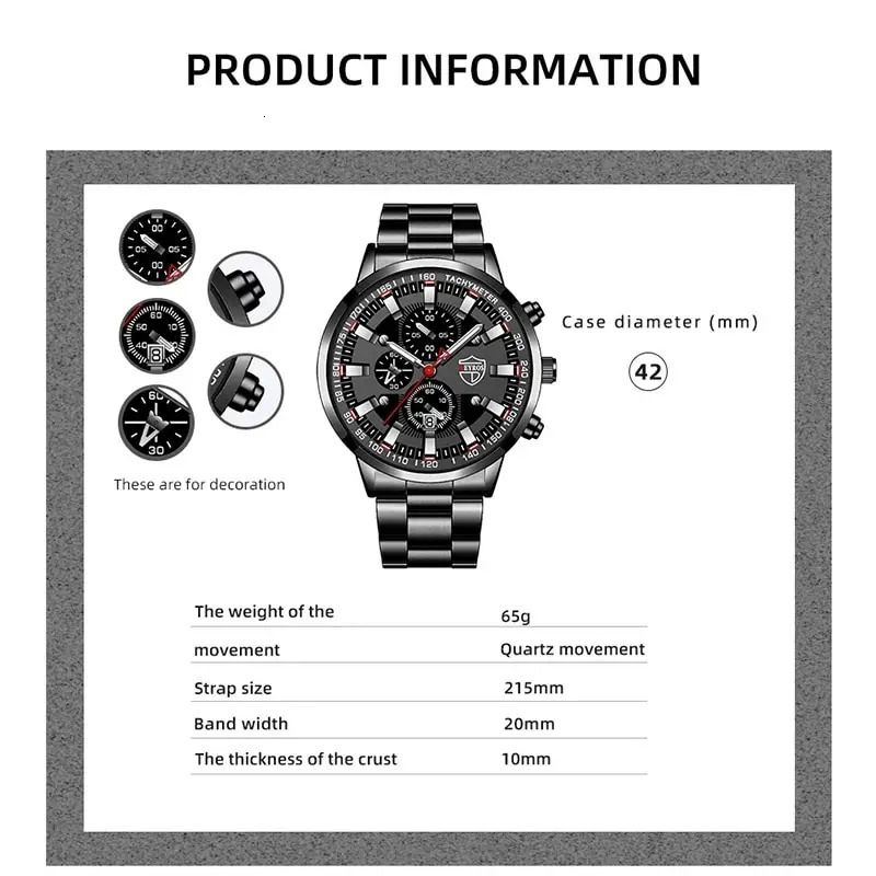 Fashion Mens Sports Watches Men Business Stainless Steel Quartz Watch Man Casual Calendar Luminous Clock Reloj Hombre 250928