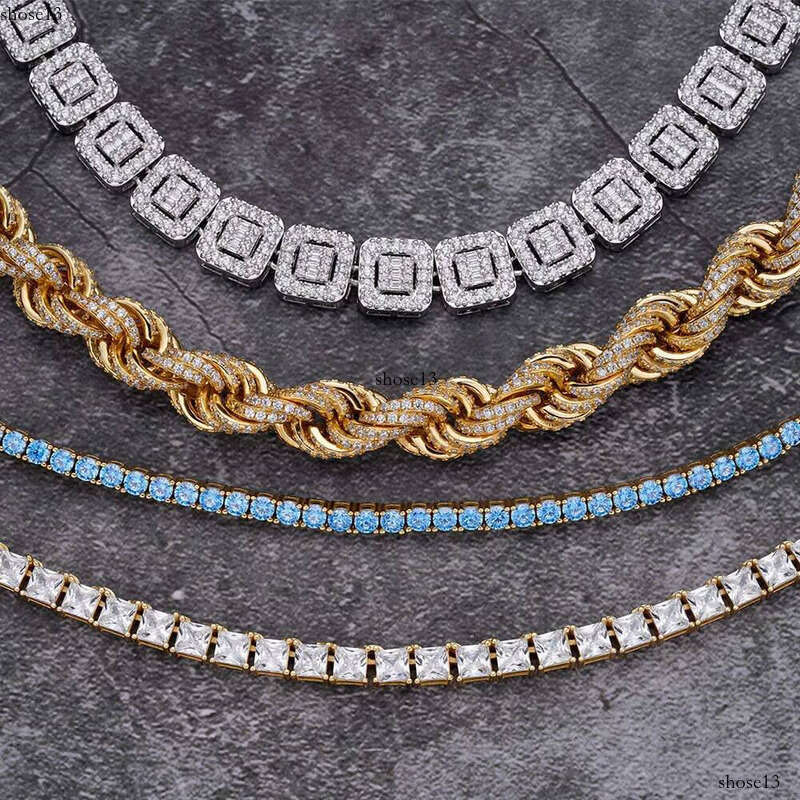 necklace moissanite chain Hip Hop Sier VVS D Color Moissanite Bracelet Bangle Anklet Necklace Choker Men Jewelry Iced Out Rope Chai