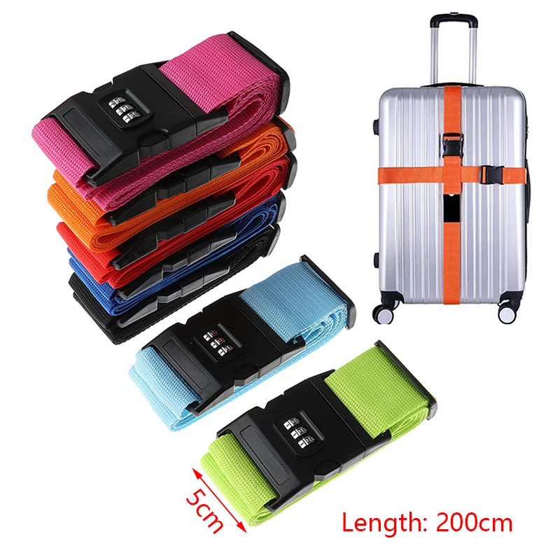 1Pc Travel Luggage Suitcase Secure Lock Durable Nylon Packing Strap Belt 250922