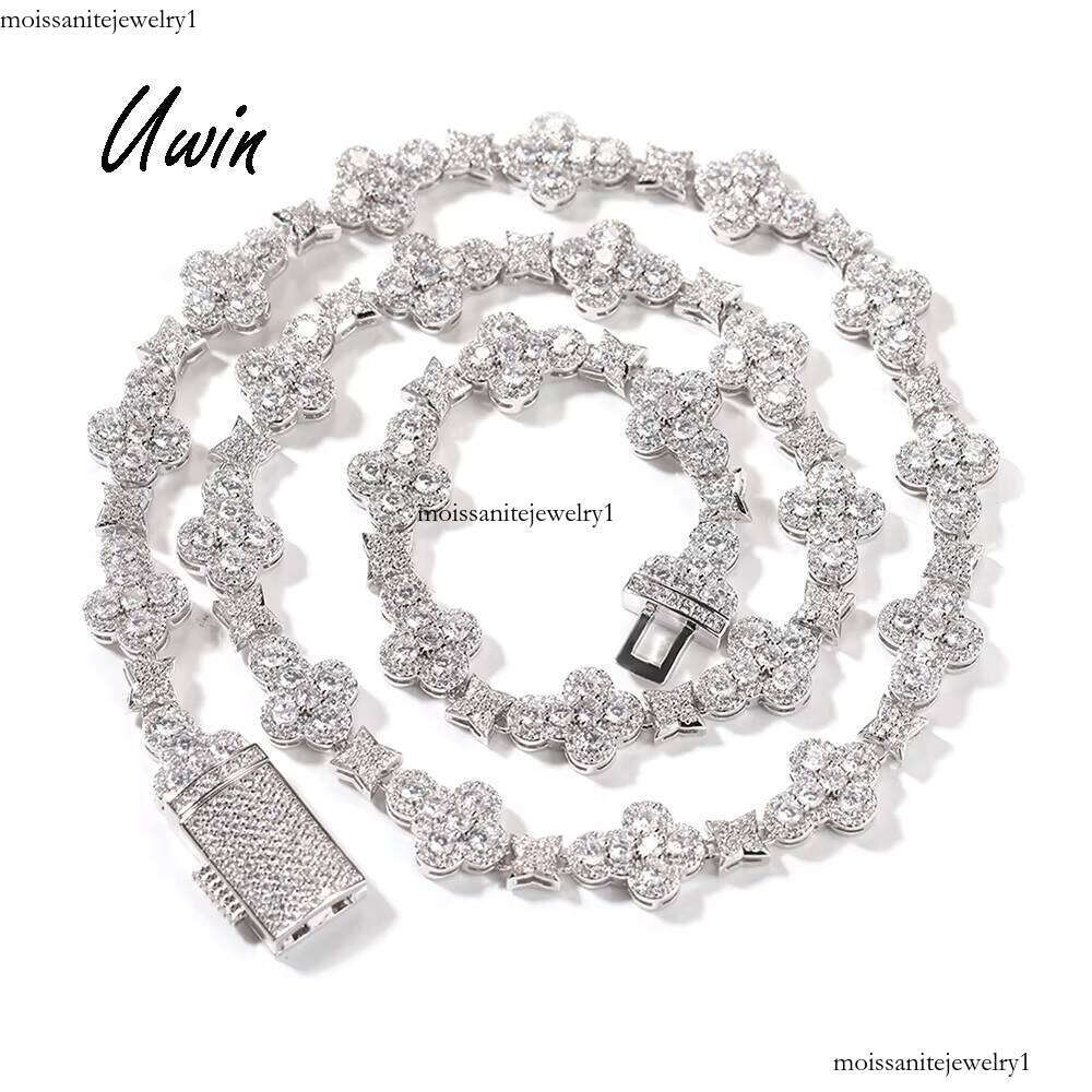 Hip-Hop Iced Out Cross Chain Link Bracelet Flower moissanite chainia Necklace for Women and Men