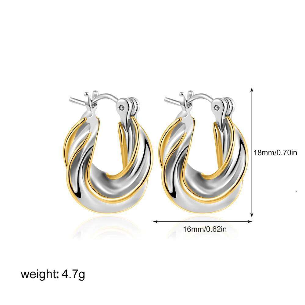 Vintage Gold&Sier Plated Twisted Hoop Earrings for Women Fashion Mixed Color Double Layer Small Hoops Ear Buckle Jewelry