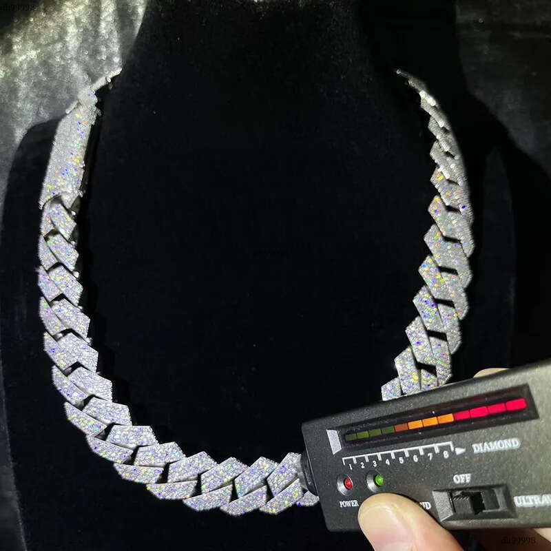 Pass Dia Test Cuban Link Chain 20mm 4 Rows with GRA VVS Moissanite Necklace Sier for Rapper Hip-Hop Jewelry Men