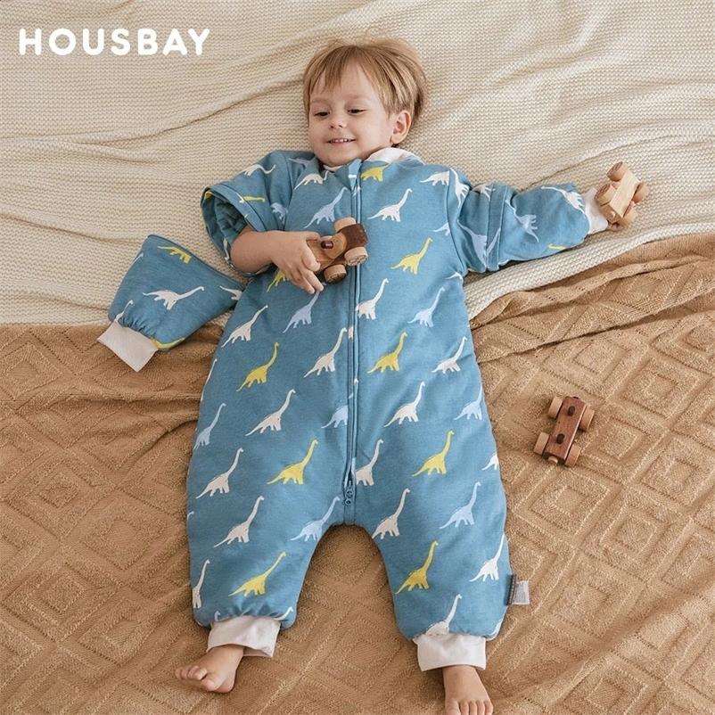 Baby sleeping bag with detachable sleeves warm winter childrens sleepwear baby sleepwear with 3 zippers 100% cotton baby sleeping bag 2.5Tog 241105bj