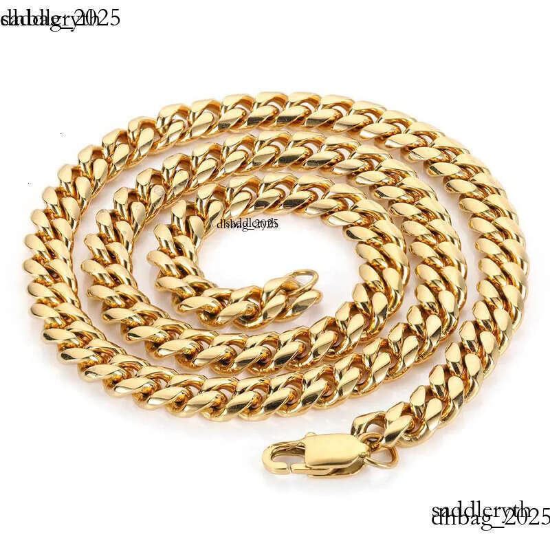 Hip Hop Cuban Link Chain Real Gold Plated Stainless Steel Metal Necklace for Men 4mm 6mm 8mm
