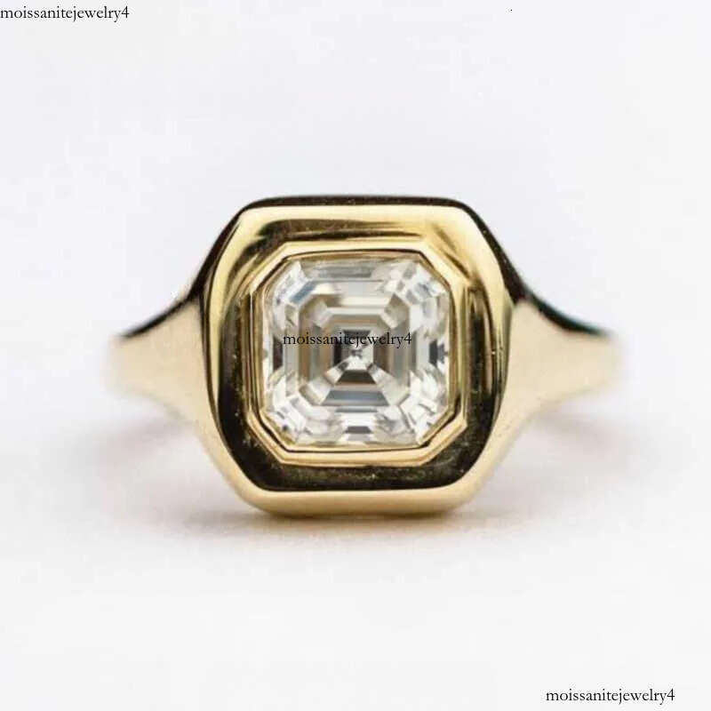 Classic assecher solitaire rings s sterg sier gold plated signet moissanite ring men