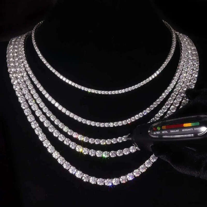 Jewelry designer hip hop necklace 2mm 3mm 4mm 5mm ice dia sterg sier Moissanite tennis bracelet