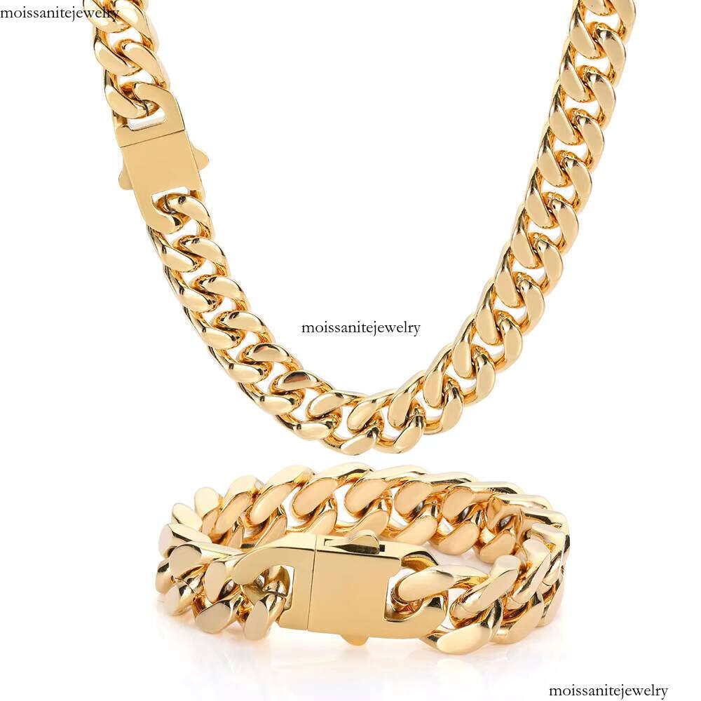 NUOYA 11mm Flat Men Hip Hop Rock Jewelry Gold sterling silver Curb Cuban Link Chain Four Sided Grinding Necklace for Women