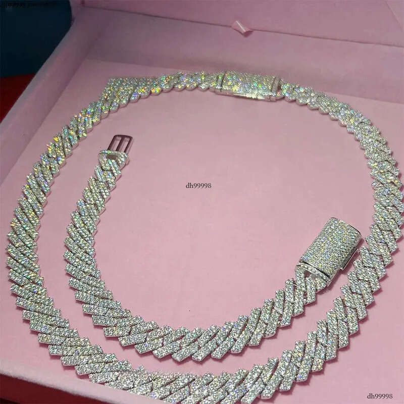 fashion Moissanite dias bracelet pass dia hip hop jewelry vvs stone Shiny 2row womens 14mm sterg sier necklace