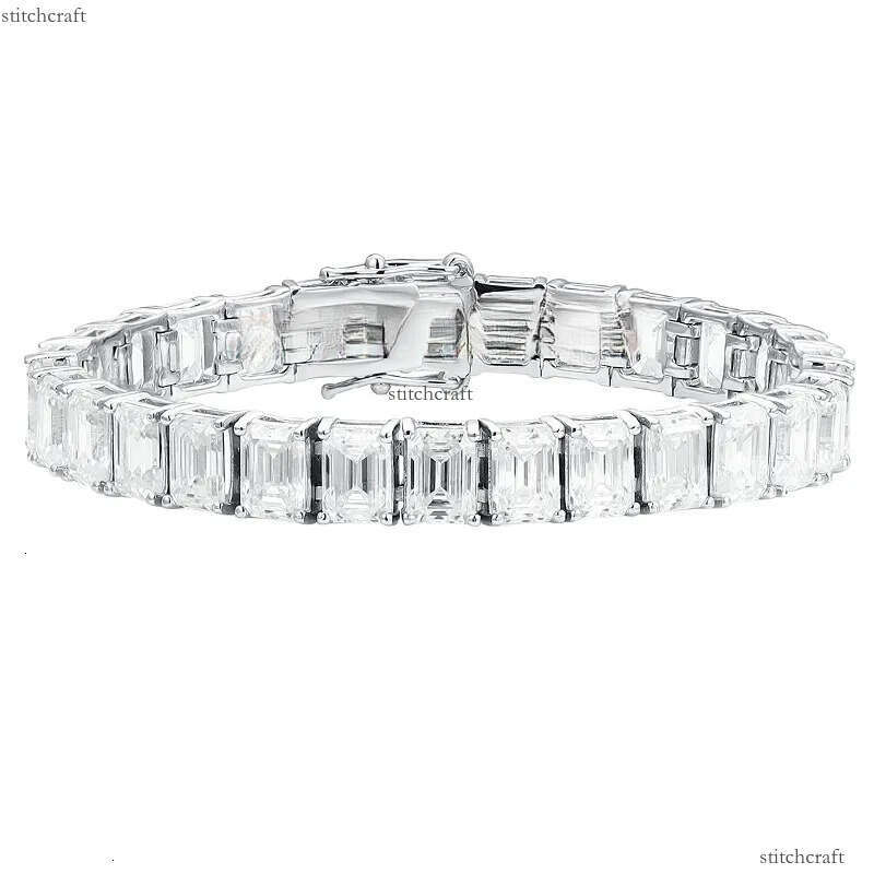 Custom Emerald Cut Moissanite Jewelry Sterling Sier Tennis Bracelets With Rectangle Full Dia Zirconia Women Jewellery