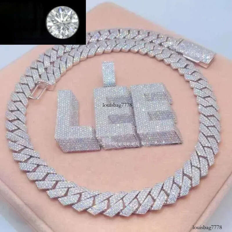 Customized DIY Name Letter Pendant 20mm Cuban k Chain Necklace Sterg Sier Moissanite Baguette Dia Pendent For Men