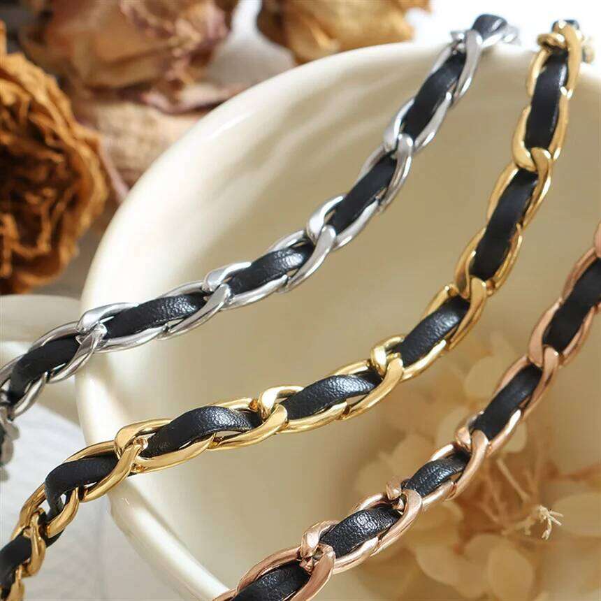 Necklace Stainless Steelss Retro Simples Black Leather Weaving Charm Chain Necklaces Fashion High Jewelry Party Gift