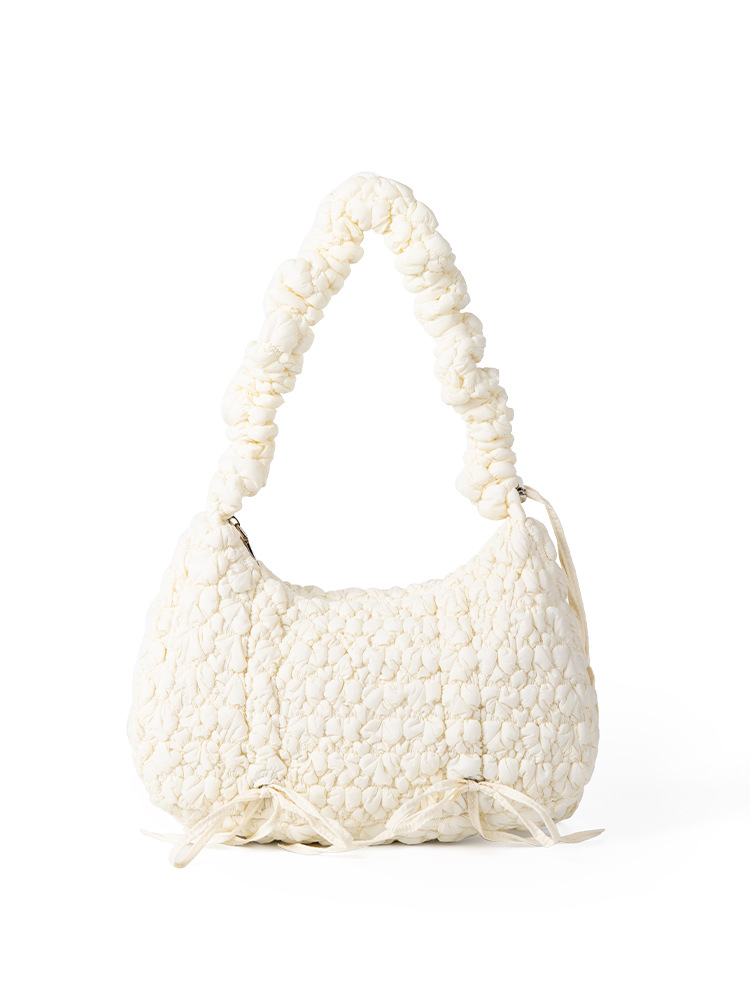 2025 New Style Textured Niche Bubble Pattern Girlish Trendy Cloud Pleated Retro Korean-Style Single-Shoulder Crossbody Women's Bag