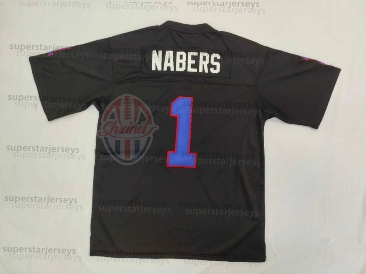 2025 Personalized Custom Blue/white/red/olive Football Jerseys 6 Jaxson Dart 1 Malik Nabers 51 Abdul Carter 3 Russell Wilson Skattebo Nom And Num Embroidered Letter