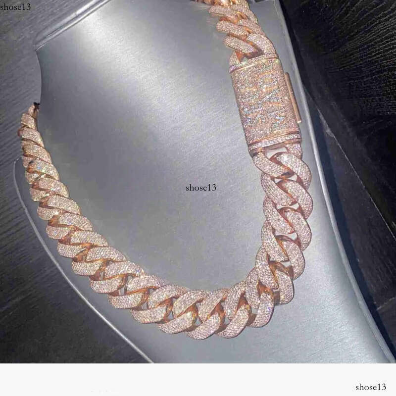 Pendant Necklaces Zuanfa Jewelry Hip Hop Rose Gold Made Miami VVS Moissanite Dia Cuban Link Chain with Custom Name Clasp 25M