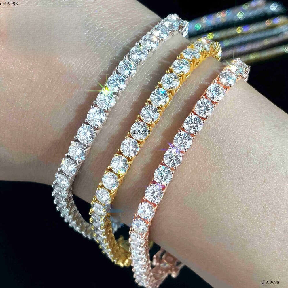 2025 FANCY Sterling Sier Tennis Bracelet VVS D Moissanite Gold Plated Dia Fine Jewelry Stylish Iced Gifts Parties