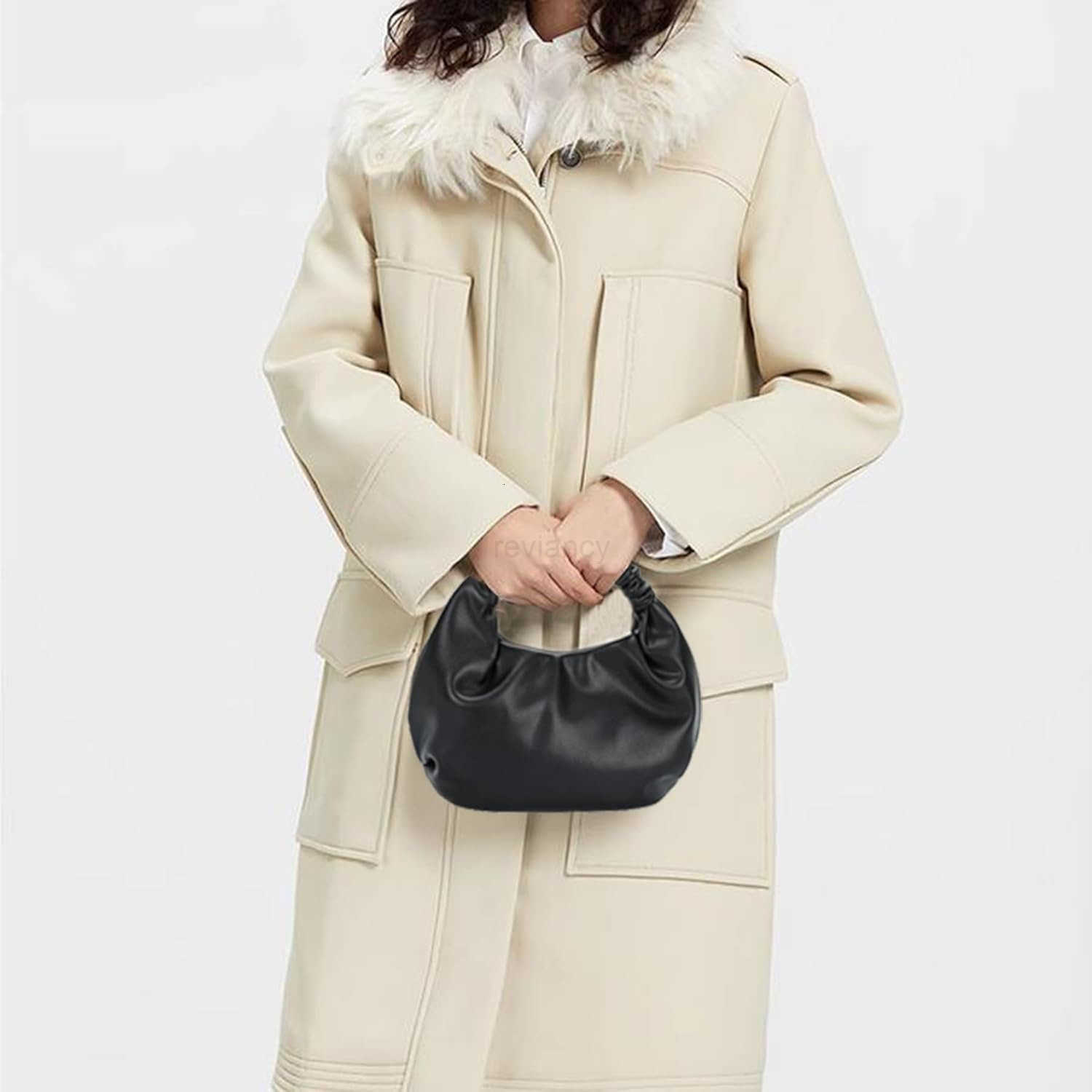 Mini Hobo Tote Bags for Women Soft Leather Clutch Purses for Women CloudShaped Top Handle BagsW250930