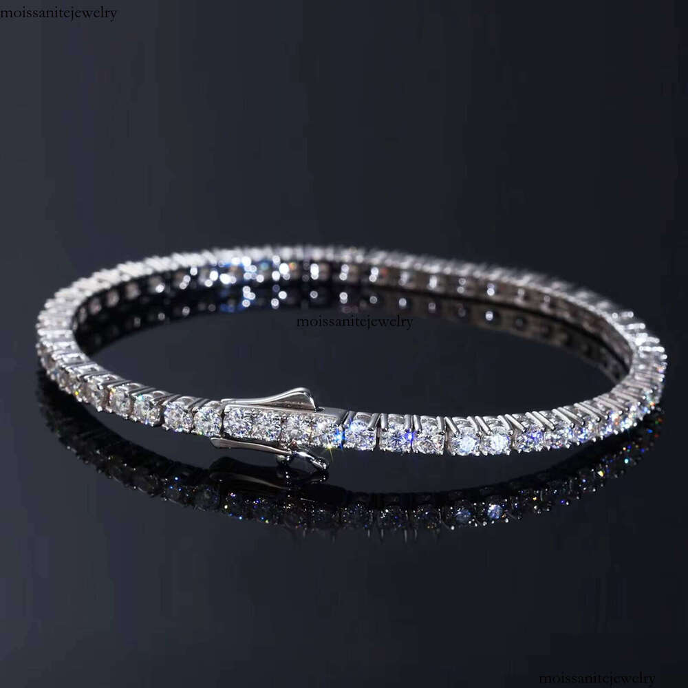 Sier Silicon Stone Tennis White Gold Plated GBP GRA Certificate Round Cut VVS Classic Bracelet for Women and Men