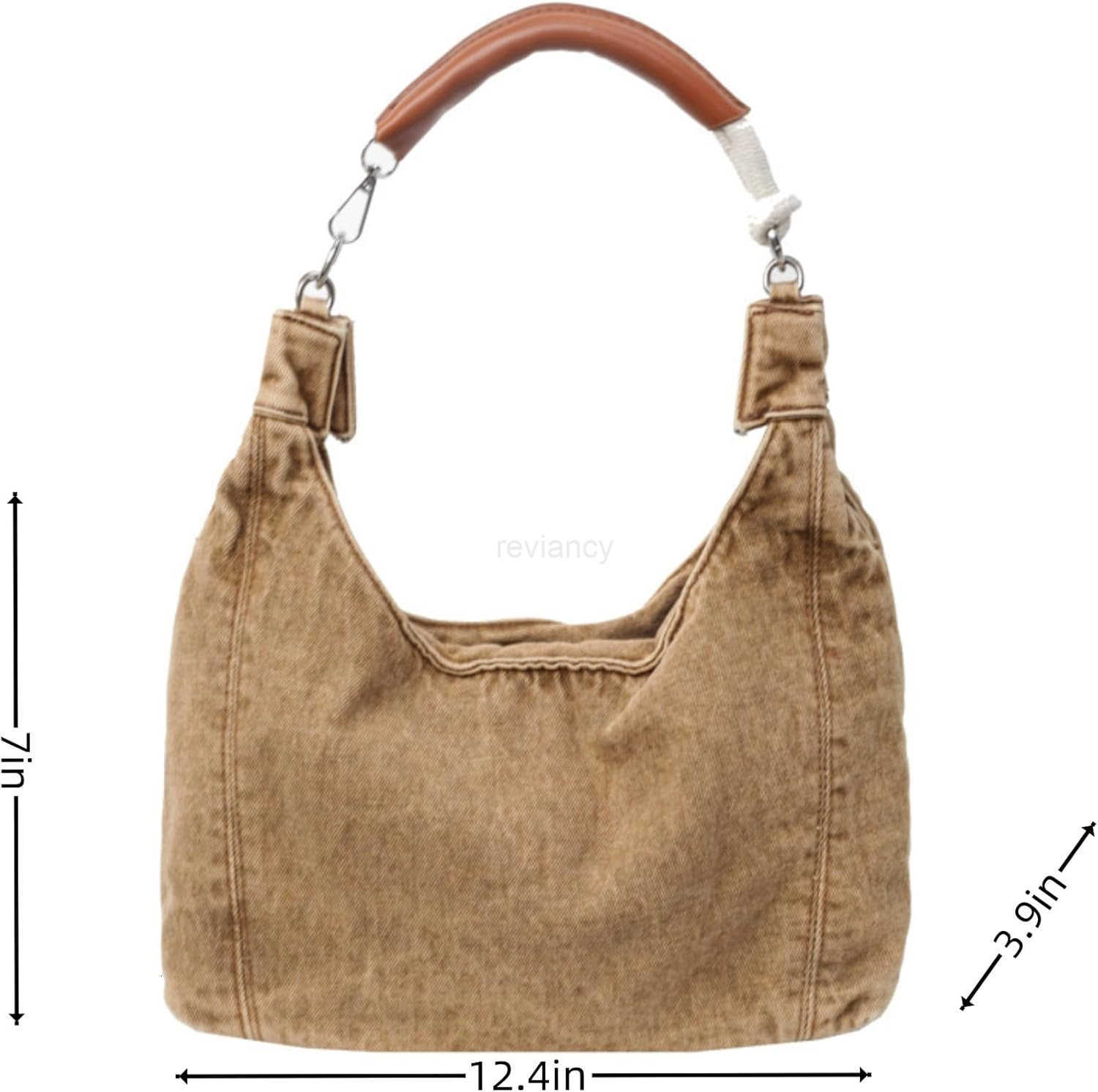 Vintage Denim Tote Handbag for Women Nostalgic Jean Shoulder Bag Purse Casual Top Handle PurseW250930