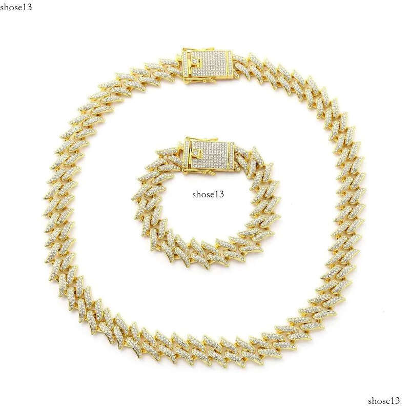 DHcollections Hip Hop Ice Dia Cuban Chain Men's Straight Pull Shining Rap Singer Necklace Jewelry
