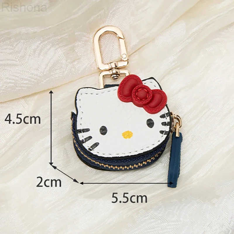 Sanrio Kawaii Hello Kitty Leather Bag Keychain Cartoon Backpack Pendant Girl Fashion Clothing Anime Exquisite Accessories Cute Gifts L250930