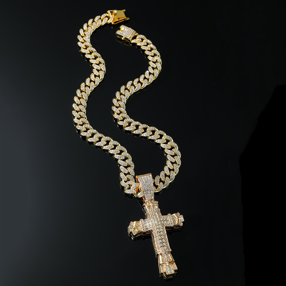 12mm Cuban Chain Men Women Hip Hop Cross Pendant Necklace D VVS Iced Out Bling 925 Sterling Silver Necklaces Jewelry 250318bj