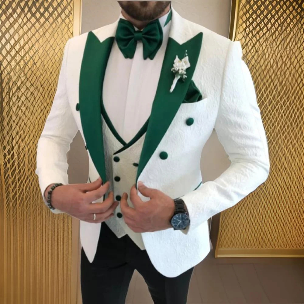Floral Wedding Suits for Men Double Breasted Jacket with Vest Pants 3 Pieces Lapel Groom Tuxedo Male Fashion Suit 250922