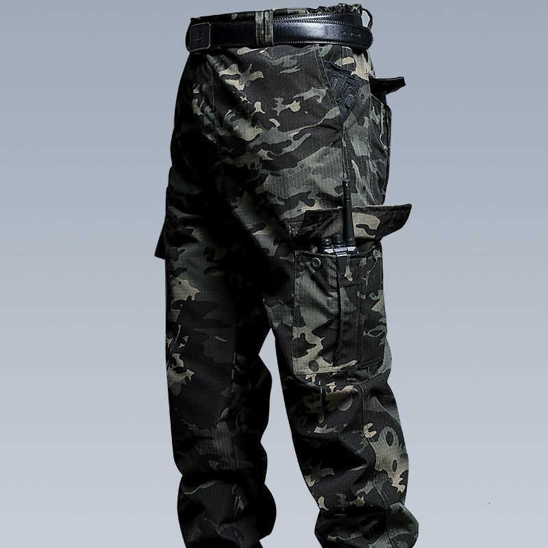 Spring and Autumn men's workwear straight-leg pants with multiple pockets, elastic mesh camouflage, wear-resistant and dirt-resistant, W241009