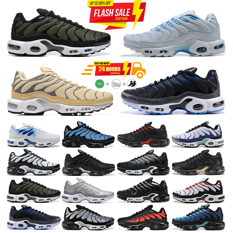 High Quality Tns Tnss Running Shoes Triple Black White Tns Chaussures Requin Homme Smoky gray Designer Sneakers Trainers shoes 40-47 815994-004