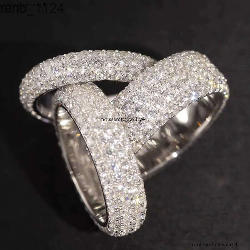 RTS Fashion Style Mans Sterg Sier Full ice out Moissanite Dia Hip Hop Rapper Cuban Ring