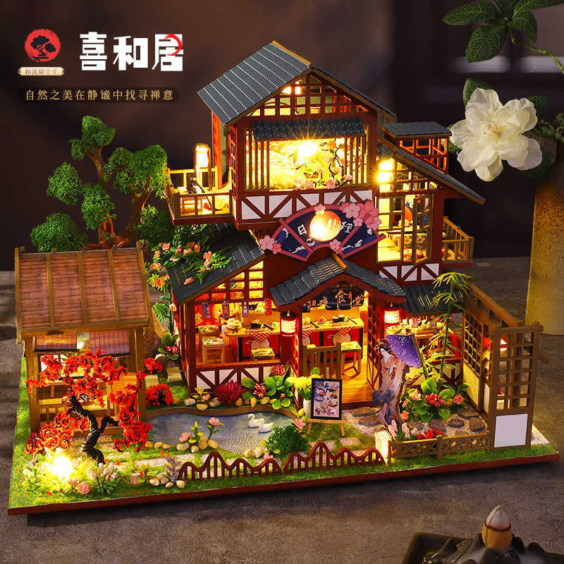 DIY cottage P015 and Xiji Japanese ancient style courtyard house model toy manual assembly gift L250930
